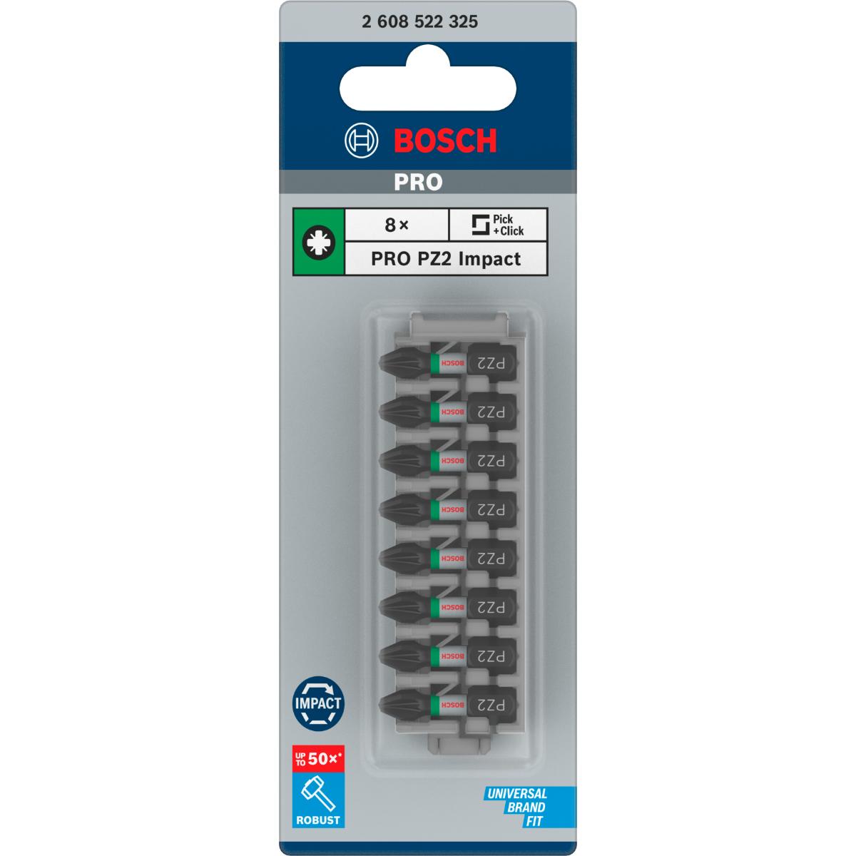 Bosch PRO Schrauberbit-Set Impact Control, 8-teilig, PZ2
