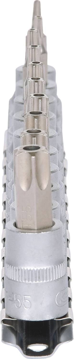 KS Tools 3/8" Bit-Stecknuss-Satz, 10-tlg, TB10-TB55 mit Stirnlochbohrung