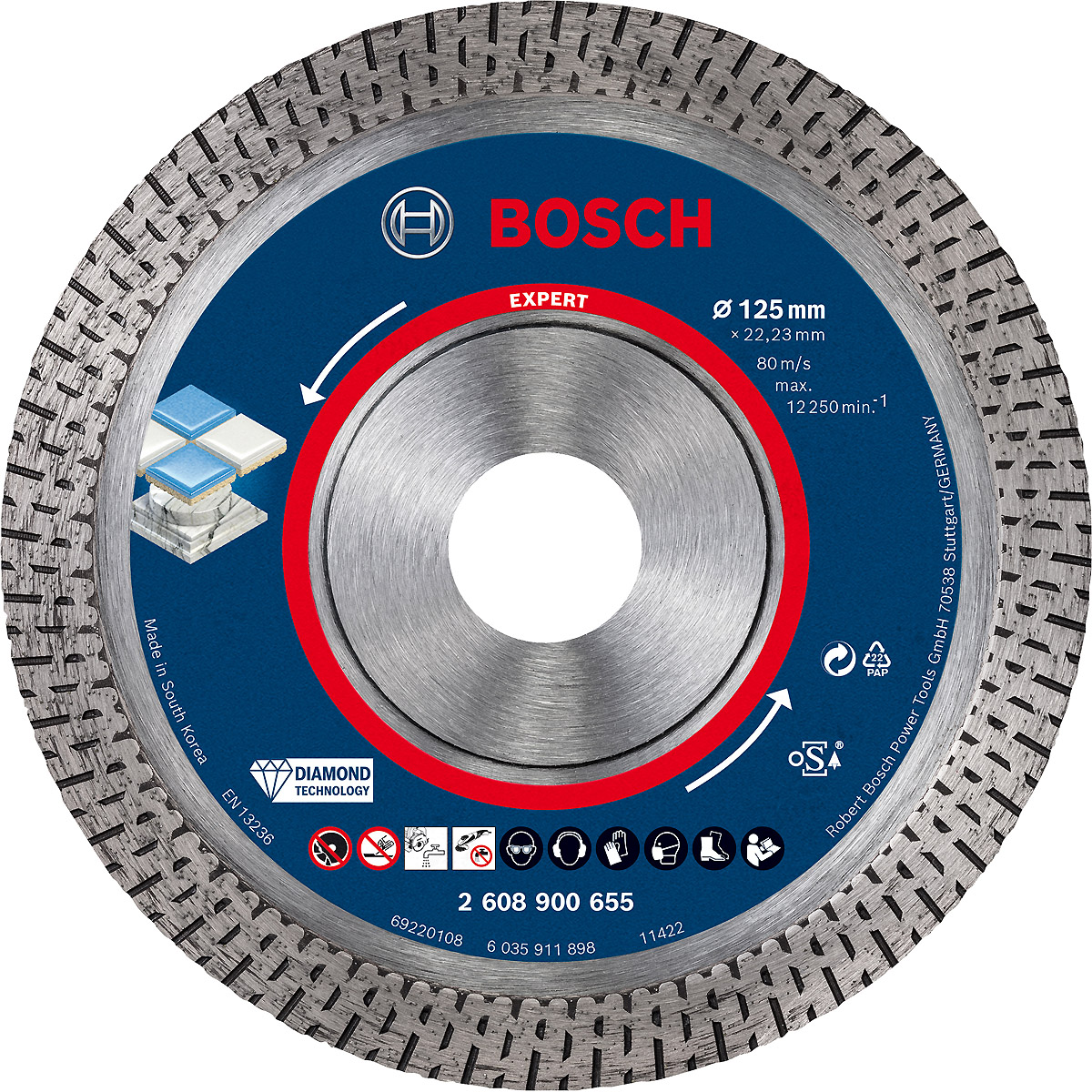Bosch EXPERT HardCeramic Diamanttrennscheiben für kleine Winkelschleifer, Bohrungsdurchmesser (mm):2