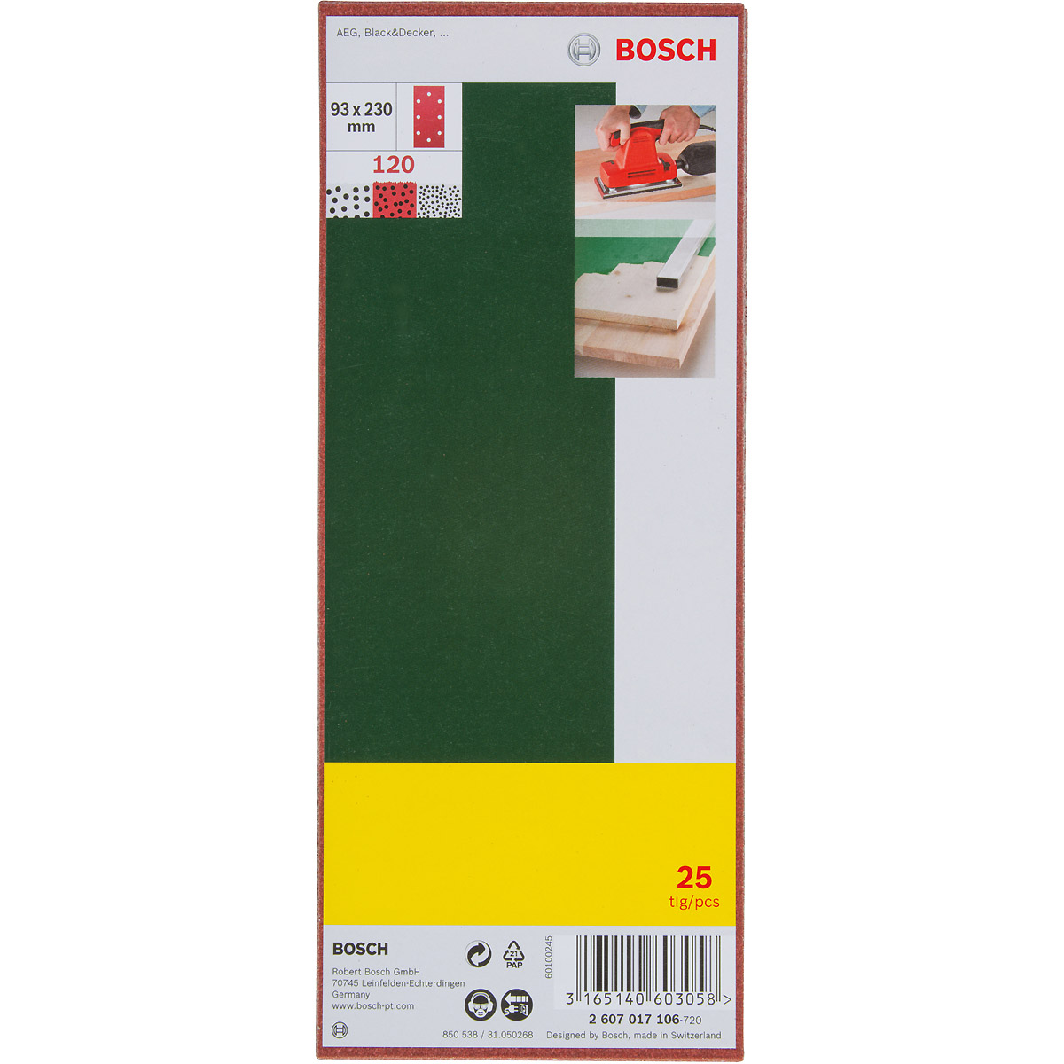 Bosch Schleifblatt-Set für Schwingschleifer, 25-teilig, 8 Löcher, 93 x 230 mm