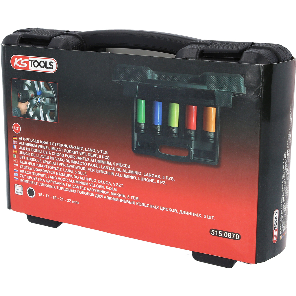KS Tools 1/2" Alu-Felgen Kraft-Stecknuss-Satz robust. 5-tlg