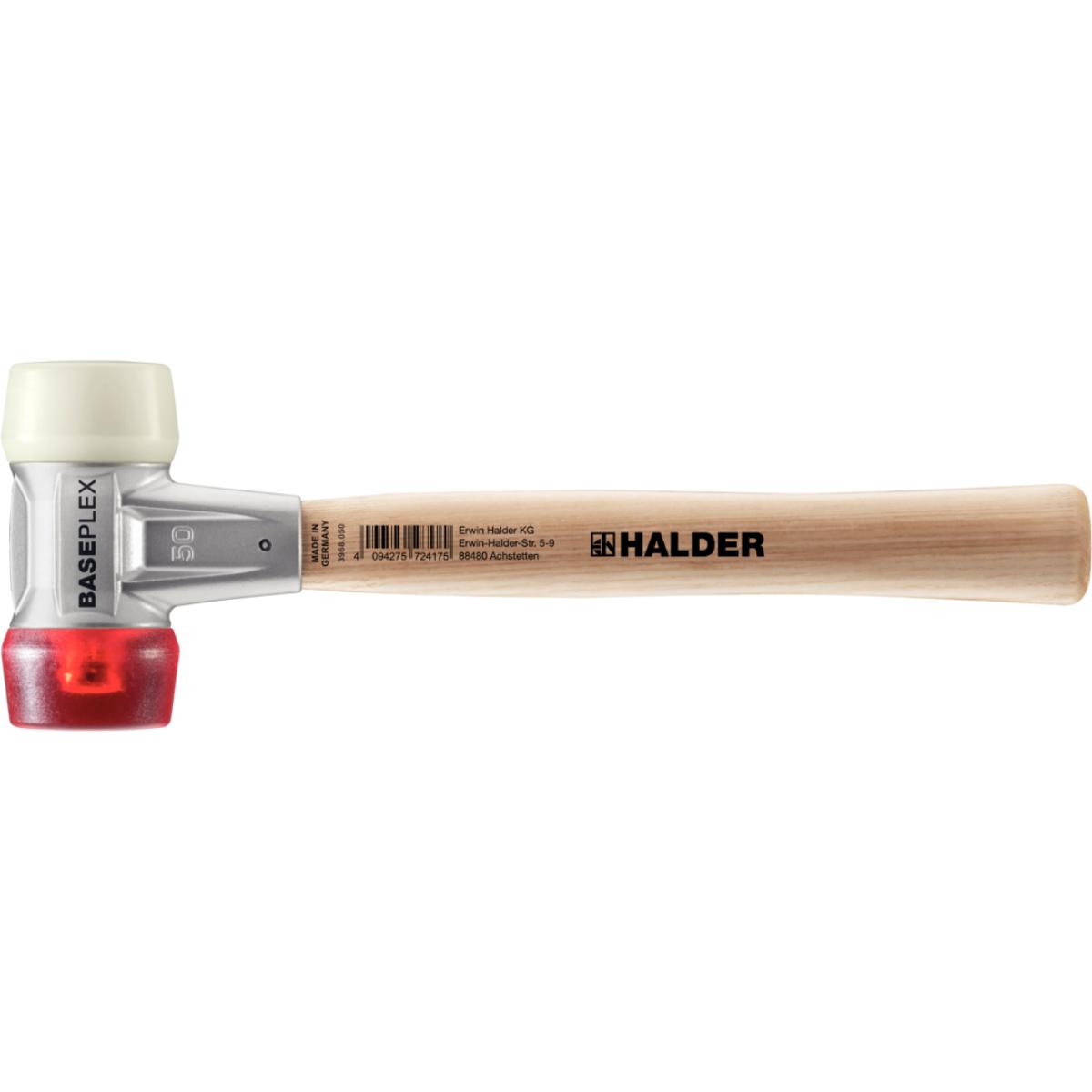 HALDER BASEPLEX - Schonhammer mit Zinkdruckguss - Gehäuse und Holzstiel, Nylon / Cellulosacetat