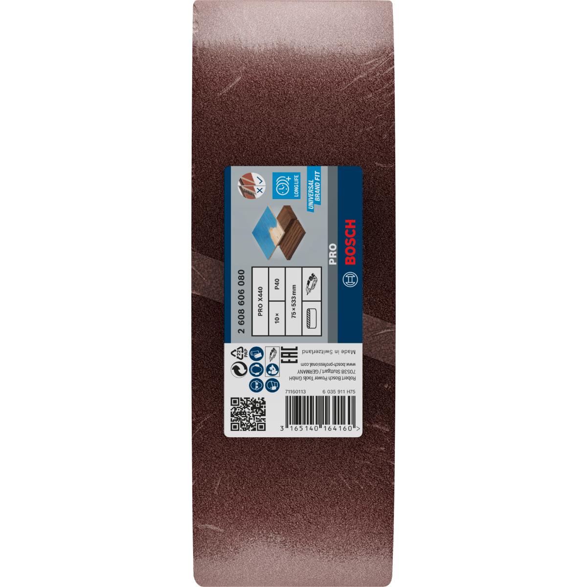 Bosch PRO Schleifband-Set X440 Best for Wood and Paint, 10-teilig 75x533 mm