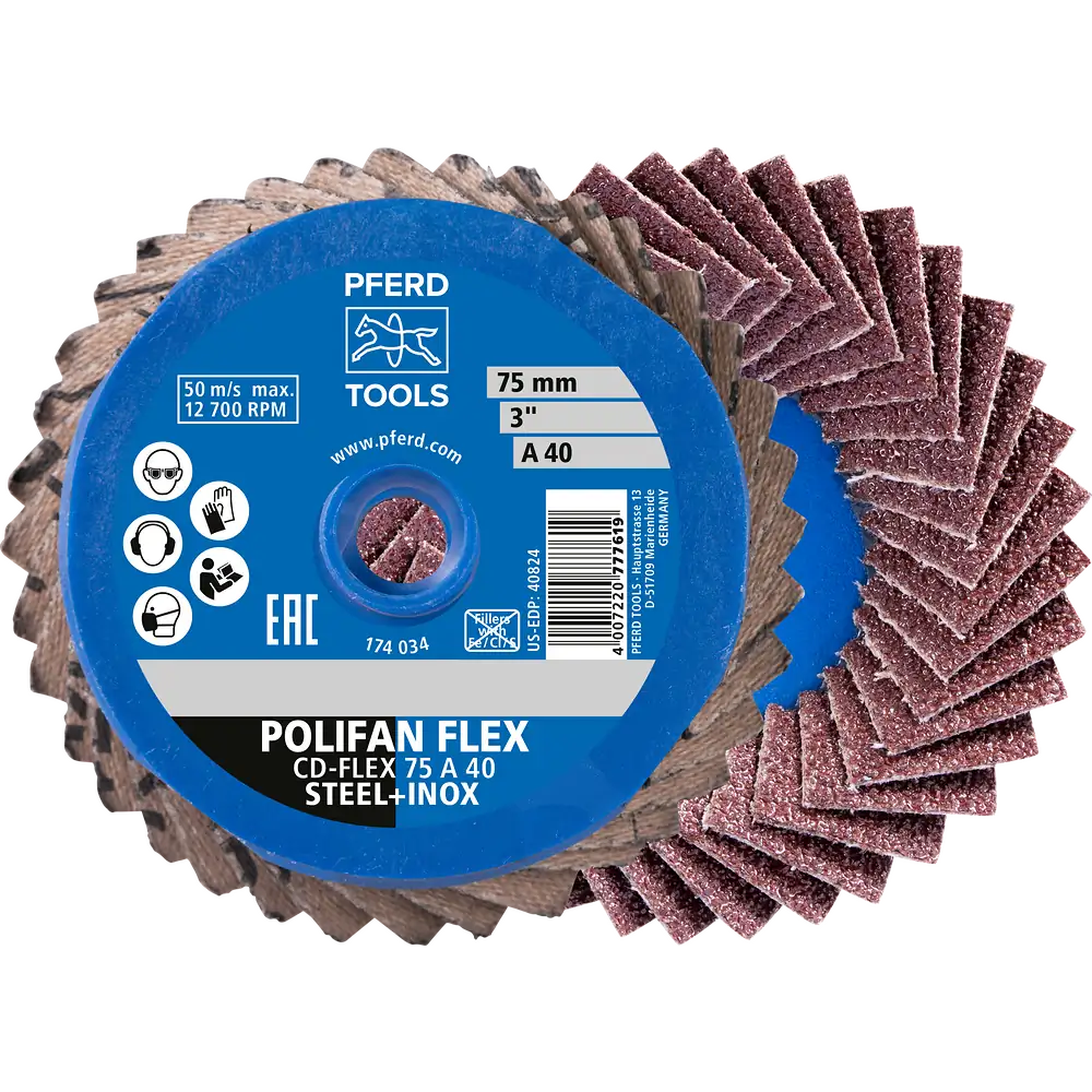 PFERD TOOLS COMBIDISC Korund Mini-POLIFAN CDR Ø 75mm A40 für universelle Anwendungen