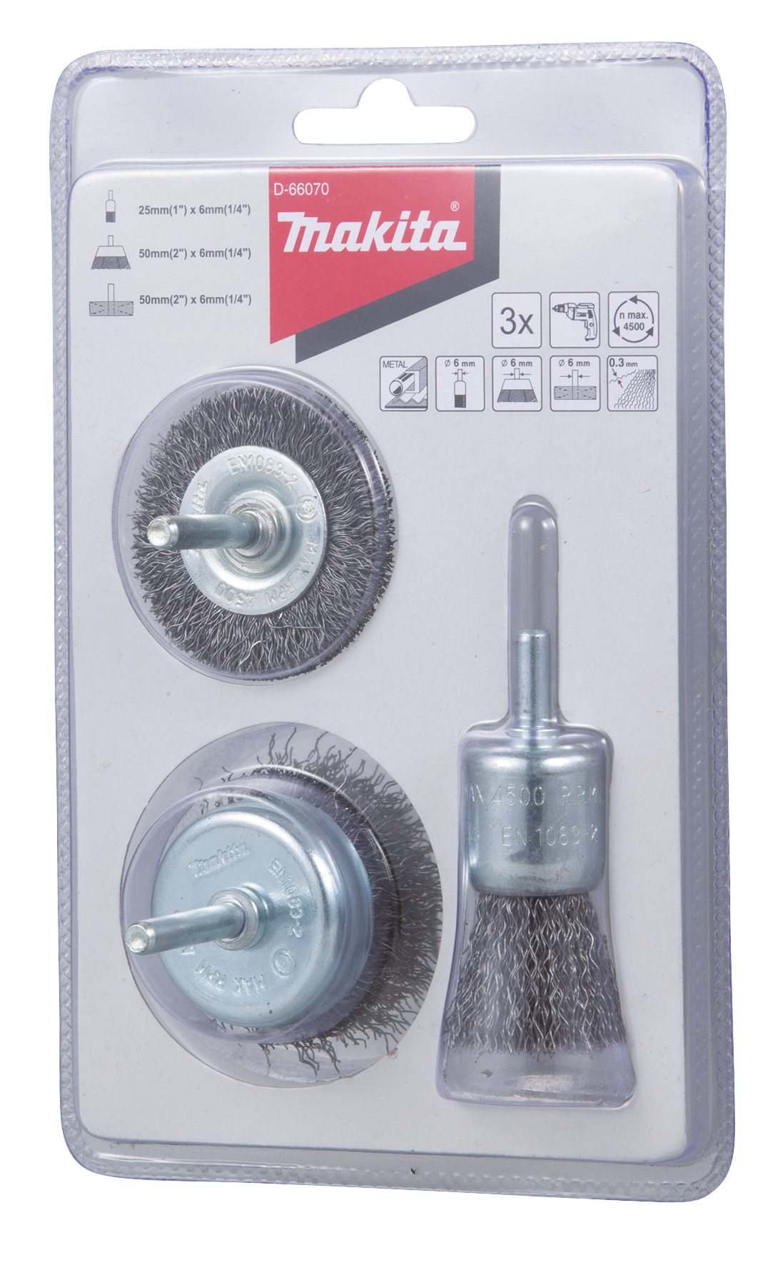 Makita Rundbürsten-Set 3-tlg. - Stahl - D-66070