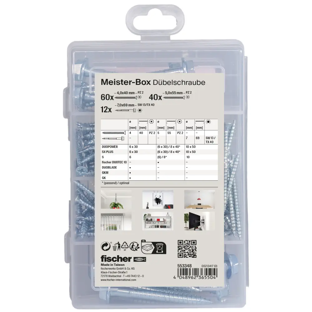 Fischer Dübelsortiment Meister-Box Dübelschrauben (112 Teile)