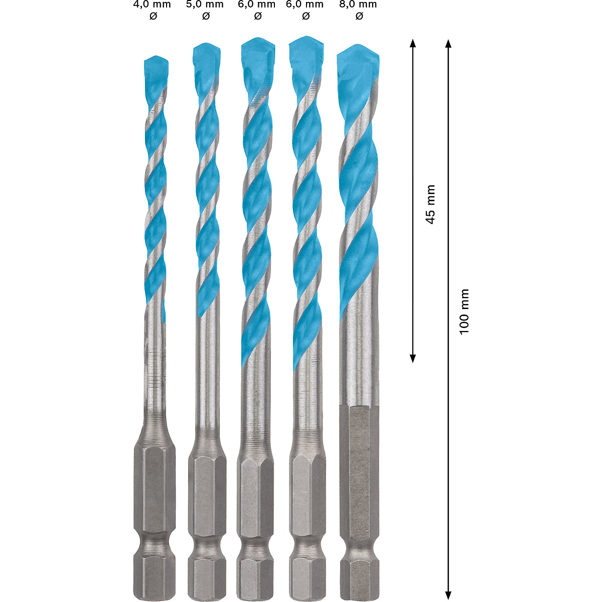 Bosch EXPERT HEX-9 MultiConstruction Bohrer-Set, 5-tlg., für Dreh- und Schlagbohrer