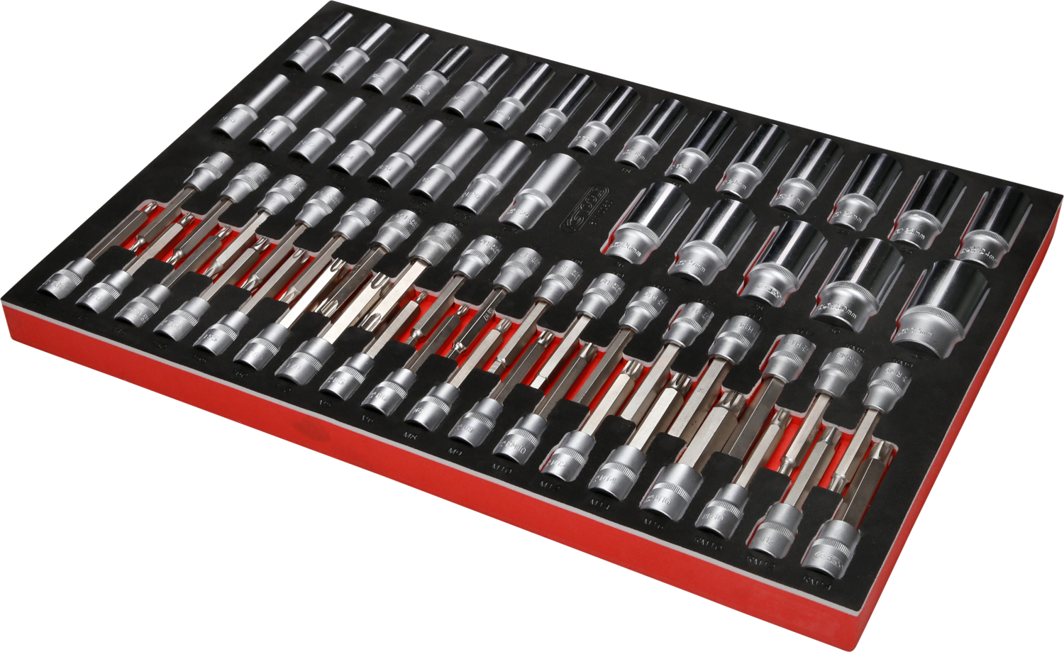 KS Tools 1-2'' Steckschlüssel- - und Bit-Stecknuss-Satz in Schaumstoffeinlage, 63-tlg