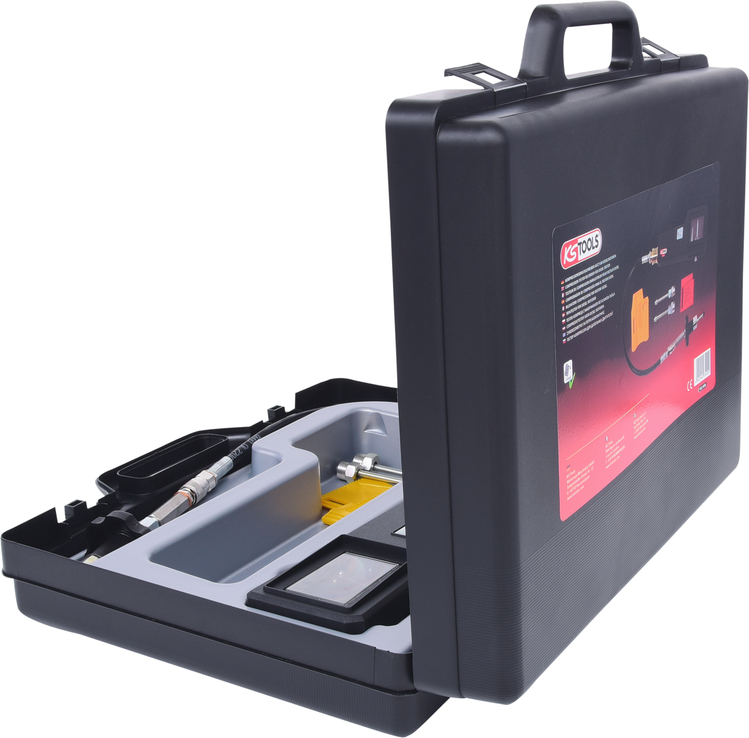 KS Tools Kompressions-Druckprüfgerät für Dieselmotoren mit Diagrammschreiber, 53-tlg