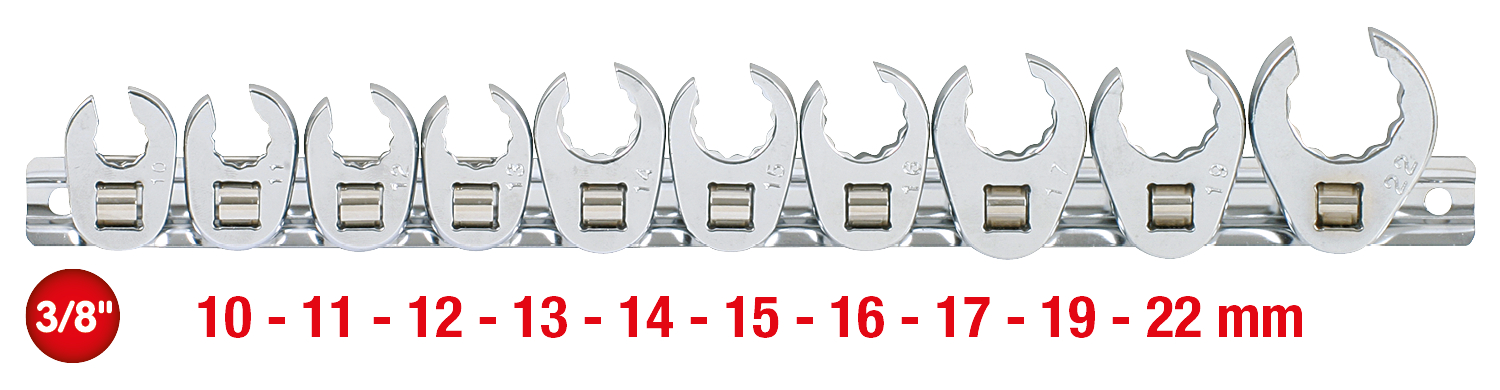 KS Tools 3/8" 12-kant-Einsteck-Maulschlüssel-Satz, 10-tlg10-22mm