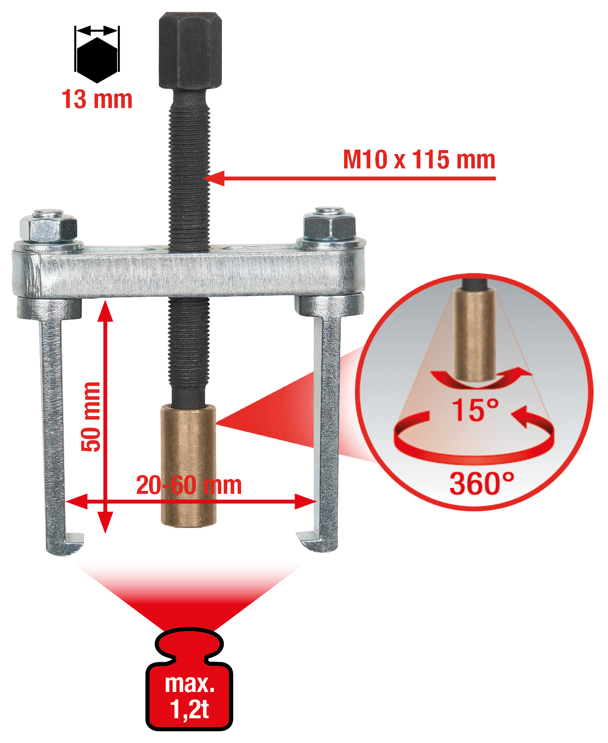 KS Tools Scheibenwischarm-Abzieher 2armig,20-60mm