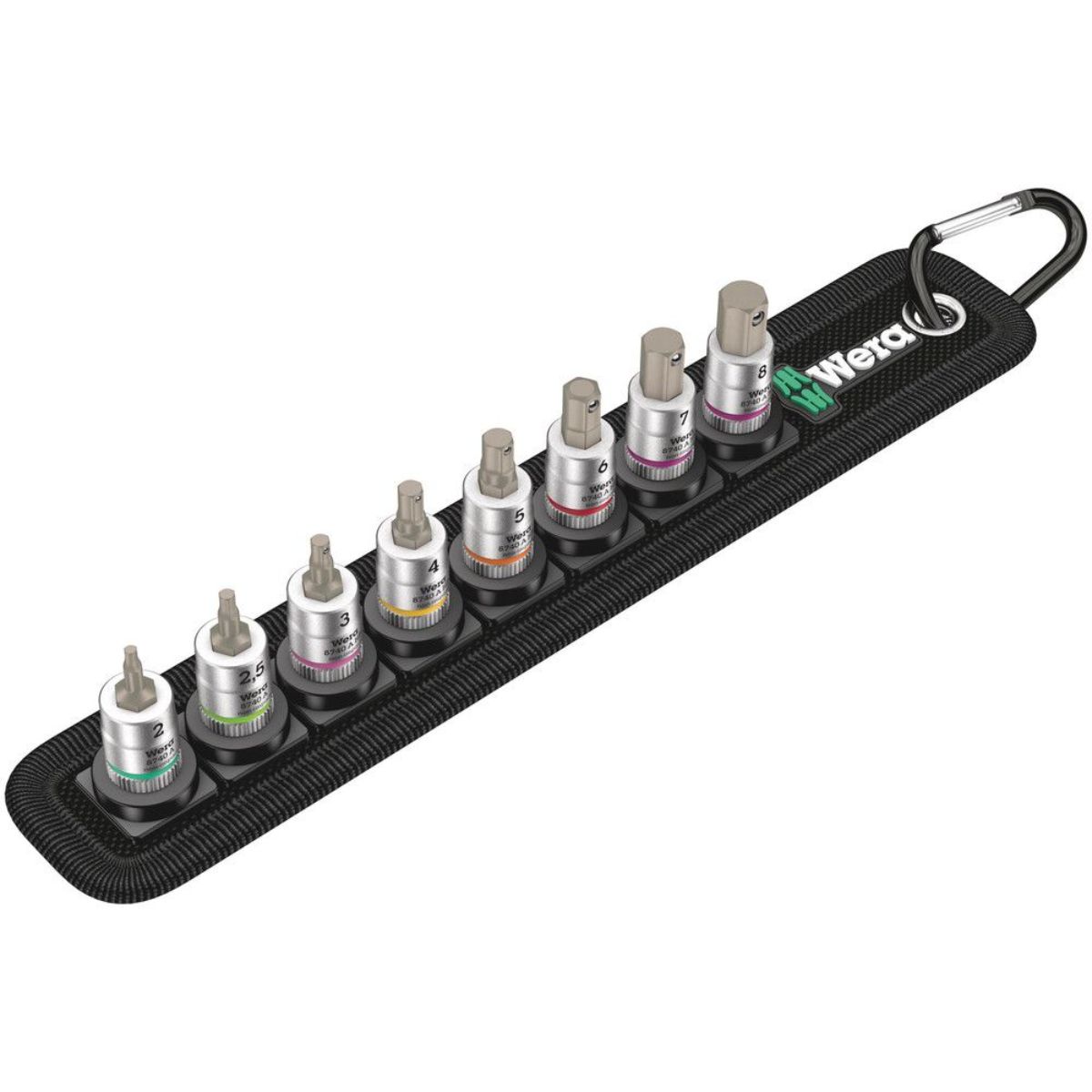 Wera Belt A 2 Zyklop Bitnuss-Satz Innensechskant, mit Haltefunktion, 1/4"-Antrieb, 8-teilig