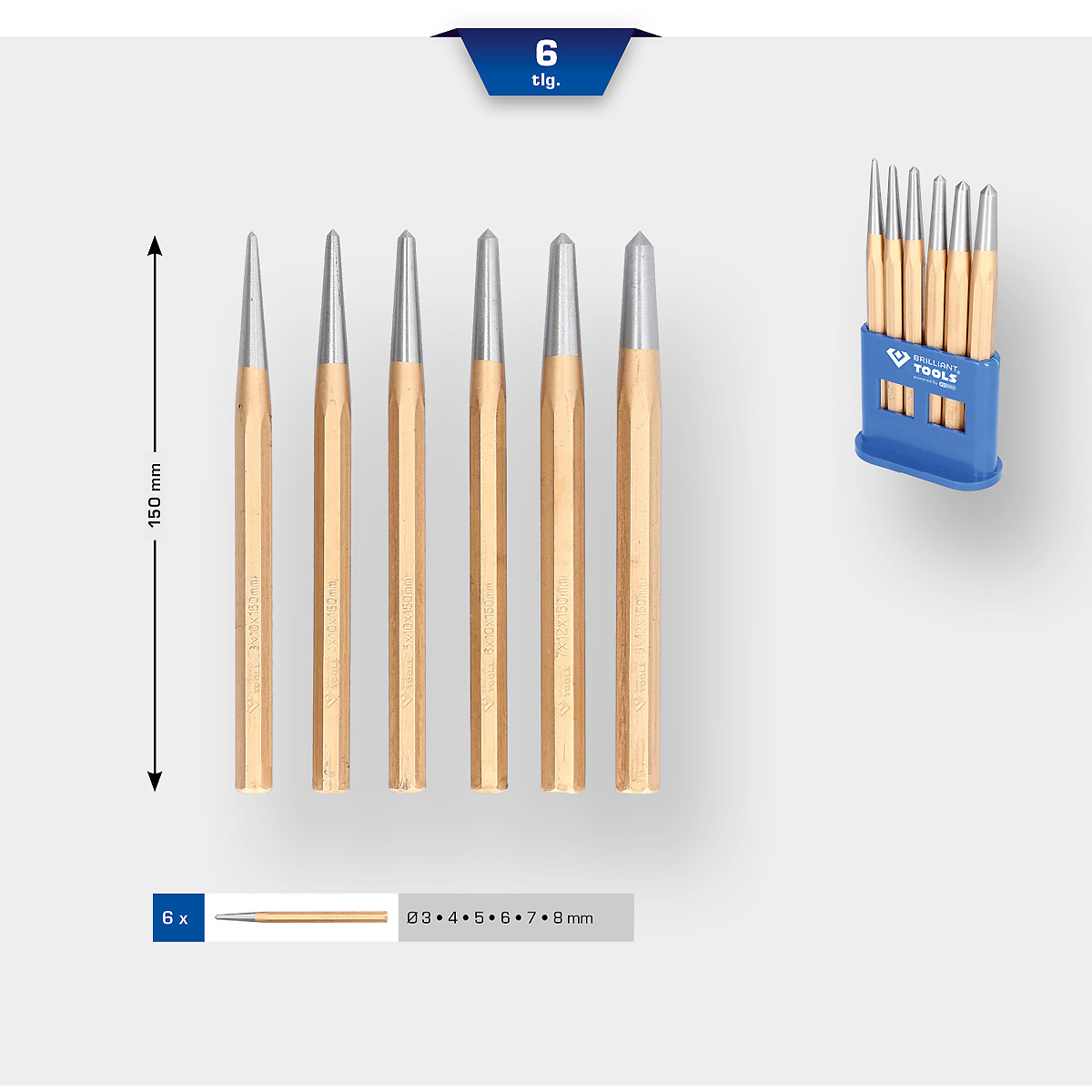 Brilliant Tools Körner-Satz, 6-tlg