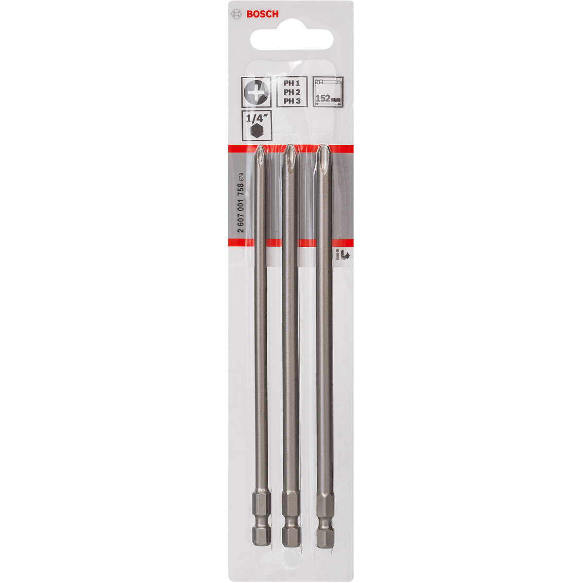 Bosch Schrauberbit-Set Extra-Hart, 3-teilig, PH1, PH2, PH3