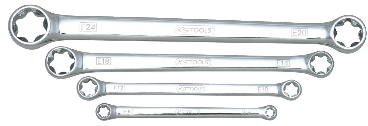 KS Tools CHROMEplus Torx-E-Doppel-Ringschlüssel-Satz, 4-tlg