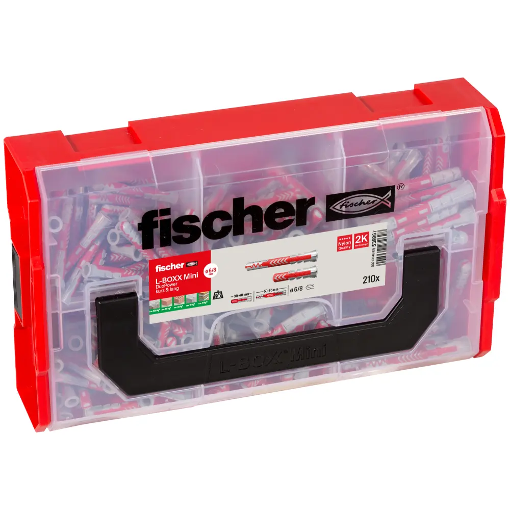 Fischer Dübelsortiment L-BOXX mini DuoPower kurz und lang (210 Teile)