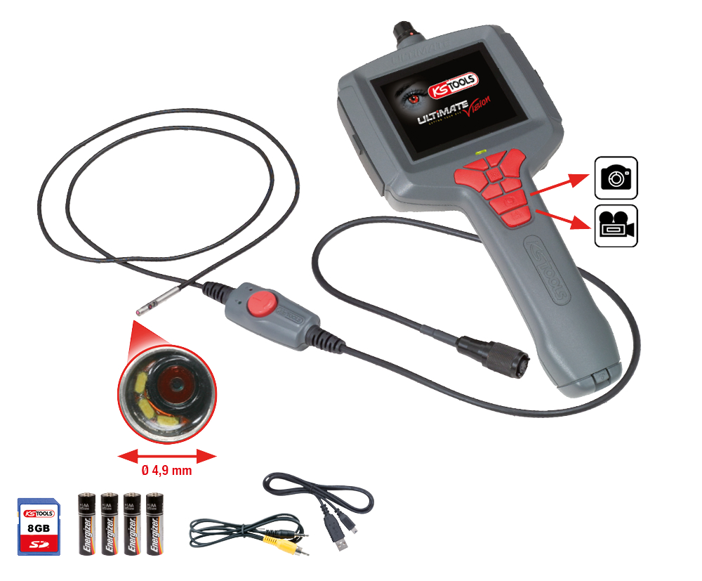 KS Tools ULTIMATEvision MASTER Videoskop-Satz,6-tlg,flexibel 1m,Ø4,9mm