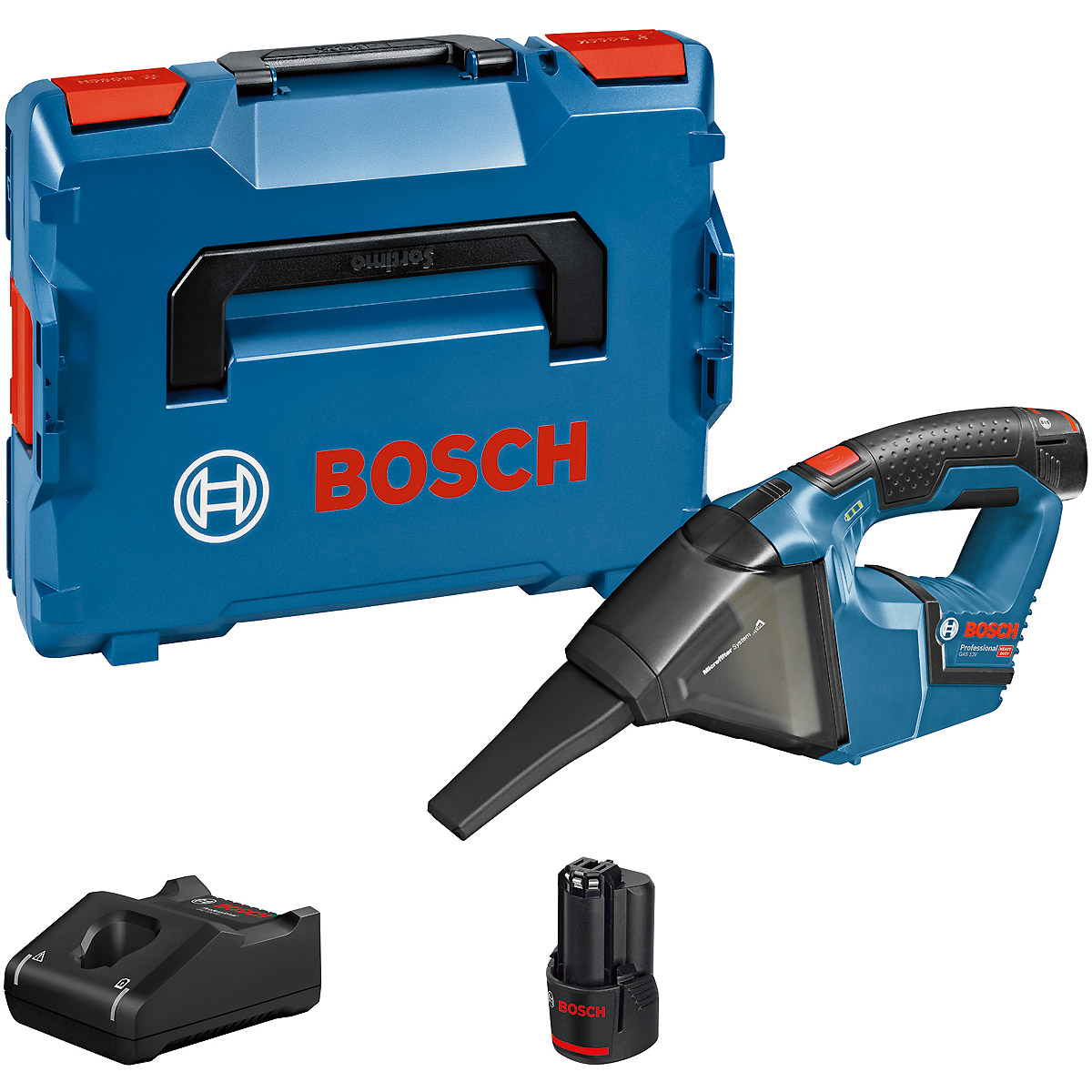 Bosch Akku-Sauger GAS 12V, mit 2 x 3.0 Ah Li-Ion Akku, L-BOXX