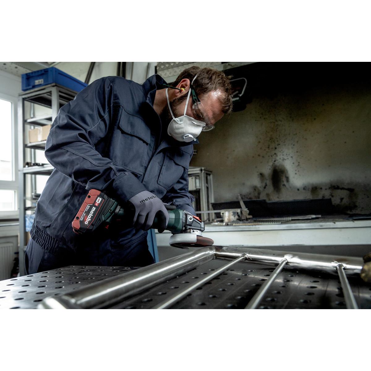 Metabo Akku-Winkelschleifer WVB 18 LT BL 11-125 Quick Inox mit Bremse, Drehzahlregelung, Schnellspan