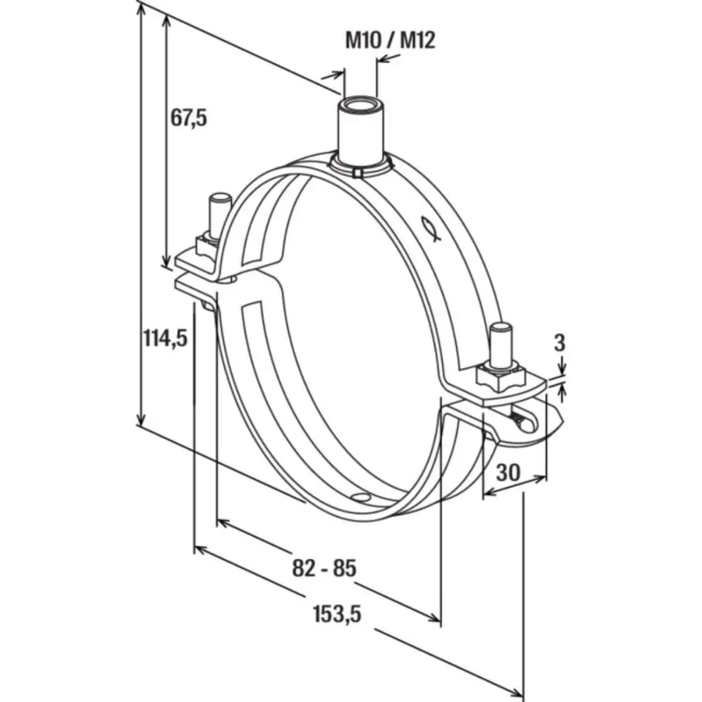 Fischer Massivrohrschelle FRSMN 82-85 M10/M12 ohne Einlage