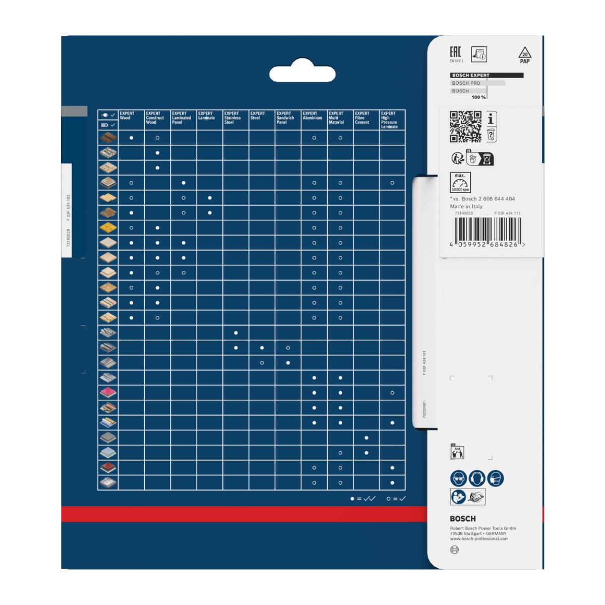 Bosch EXPERT Wood Kreissägeblatt, 190x2,4x30 mm, Z48