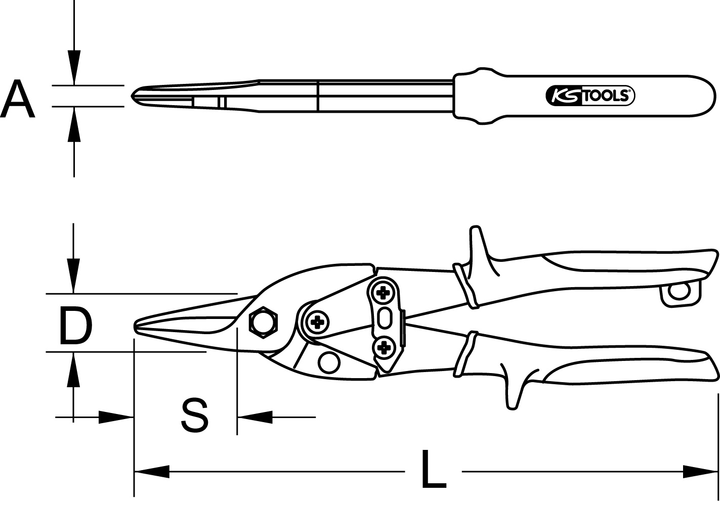 KS Tools Hebel-Blechdurchgangsschere, gerader Schnitt