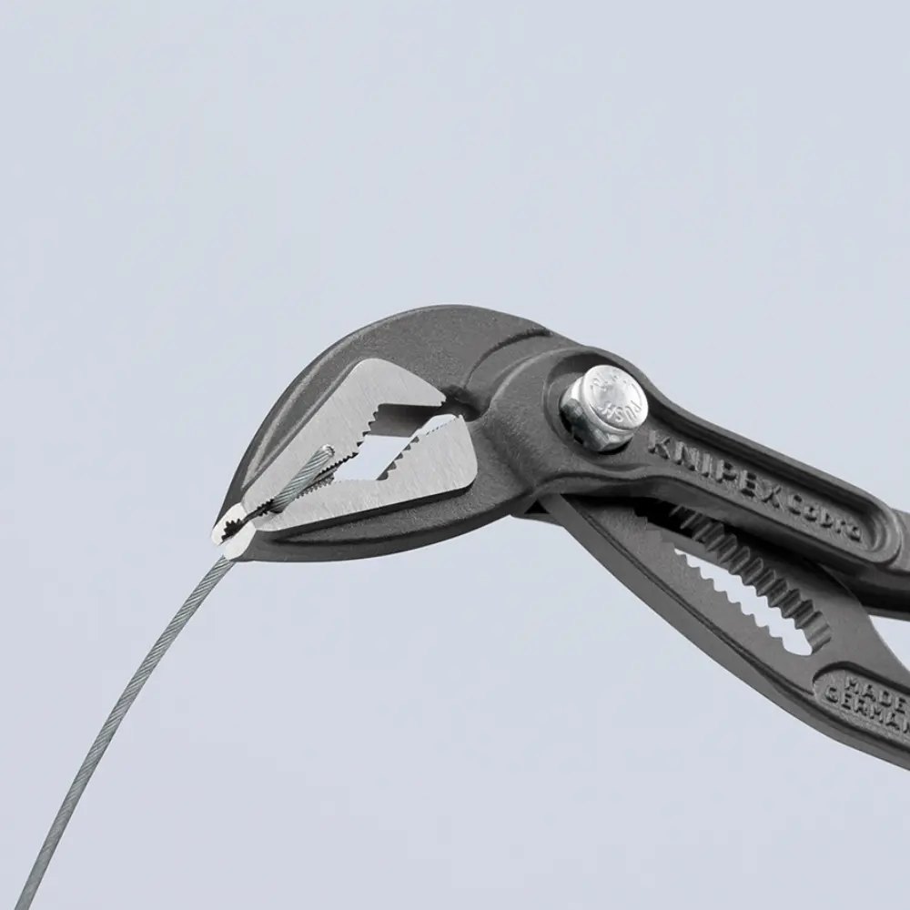 KNIPEX Cobra ES Wasserpumpenzange extra-schlank mit rutschhemmendem Kunststoff grau atramentiert 180 mm