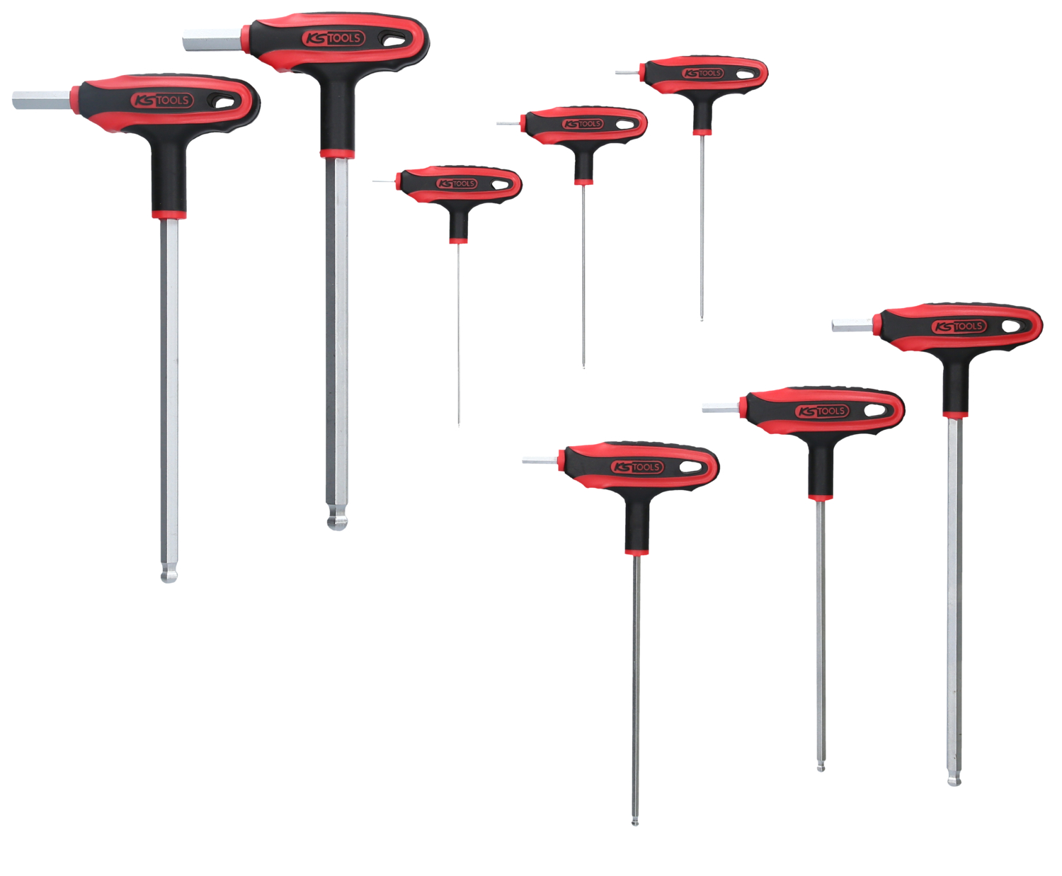 KS Tools T-Griff-Innensechskant-Kugelkopf-Schlüssel-Satz, 9-tlg