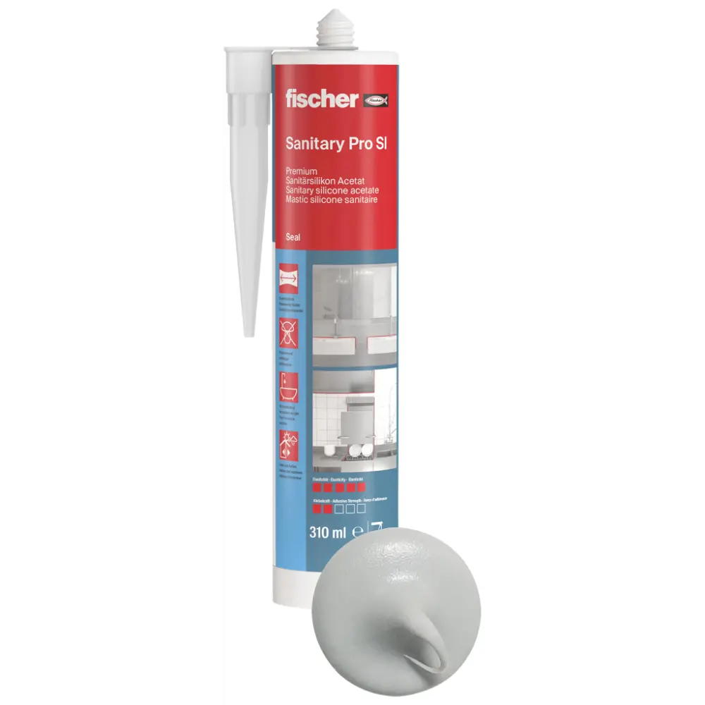 Fischer Sanitärsilikon Sanitary Pro SI (DSSA) fugengrau 310 ml
