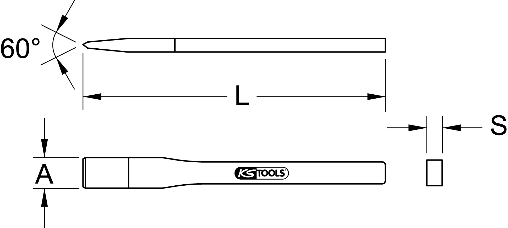 KS Tools Fliesenflachmeißel, 100mm