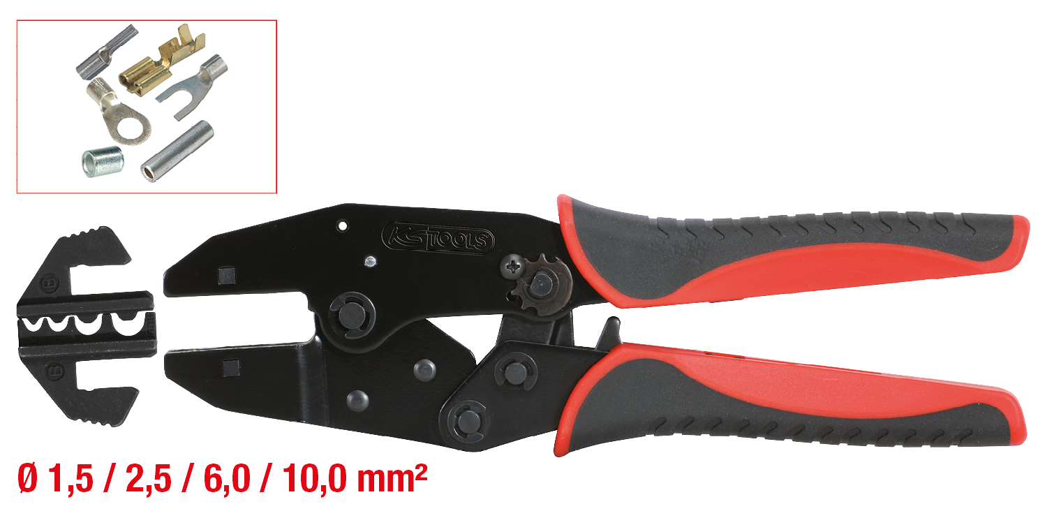 KS Tools Crimpzange für nicht isolierte Kabelschuhe, 220mm