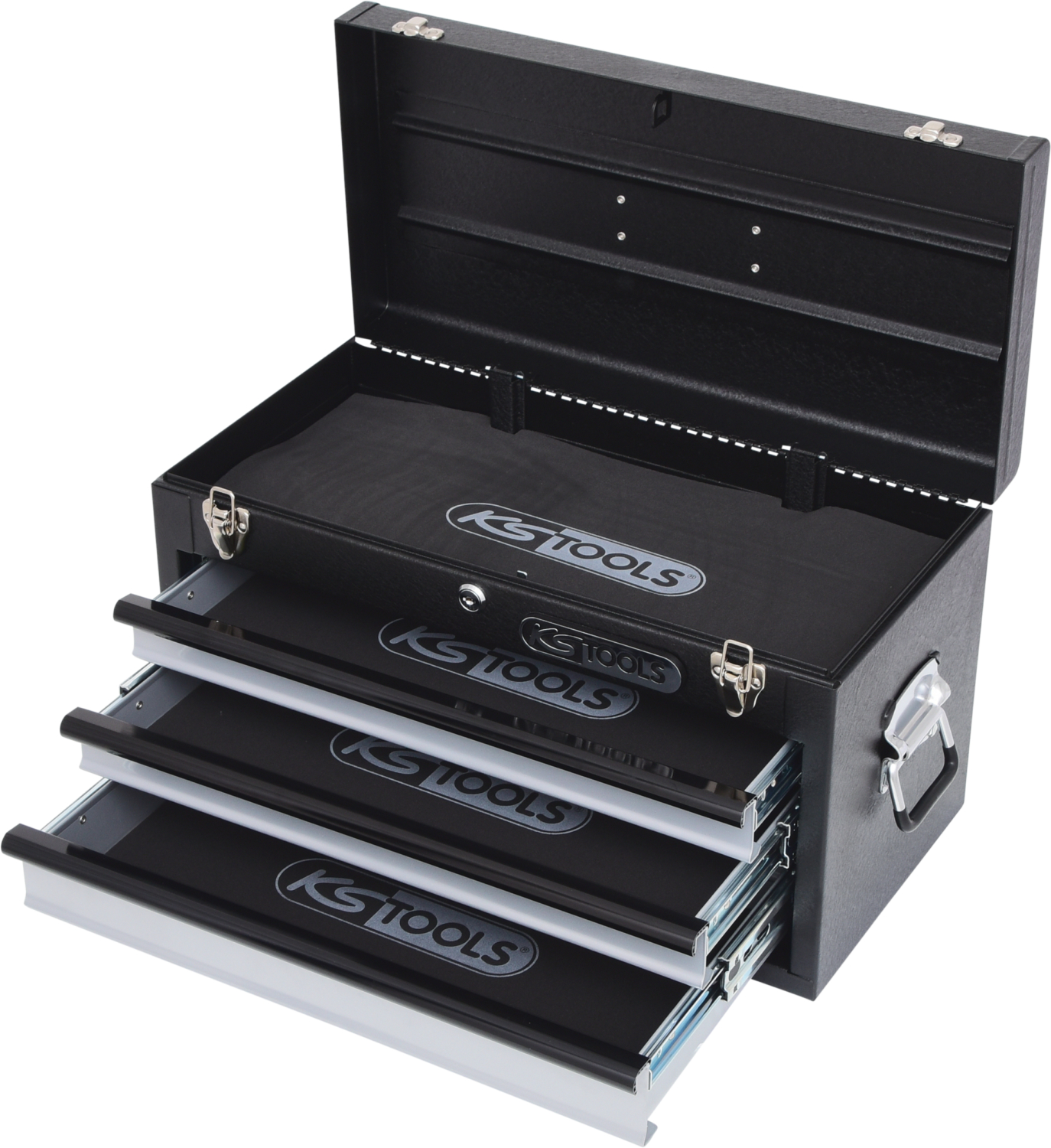KS Tools Werkzeugtruhe mit 3 Schubladen-schwarz, L508xH255xB303mm