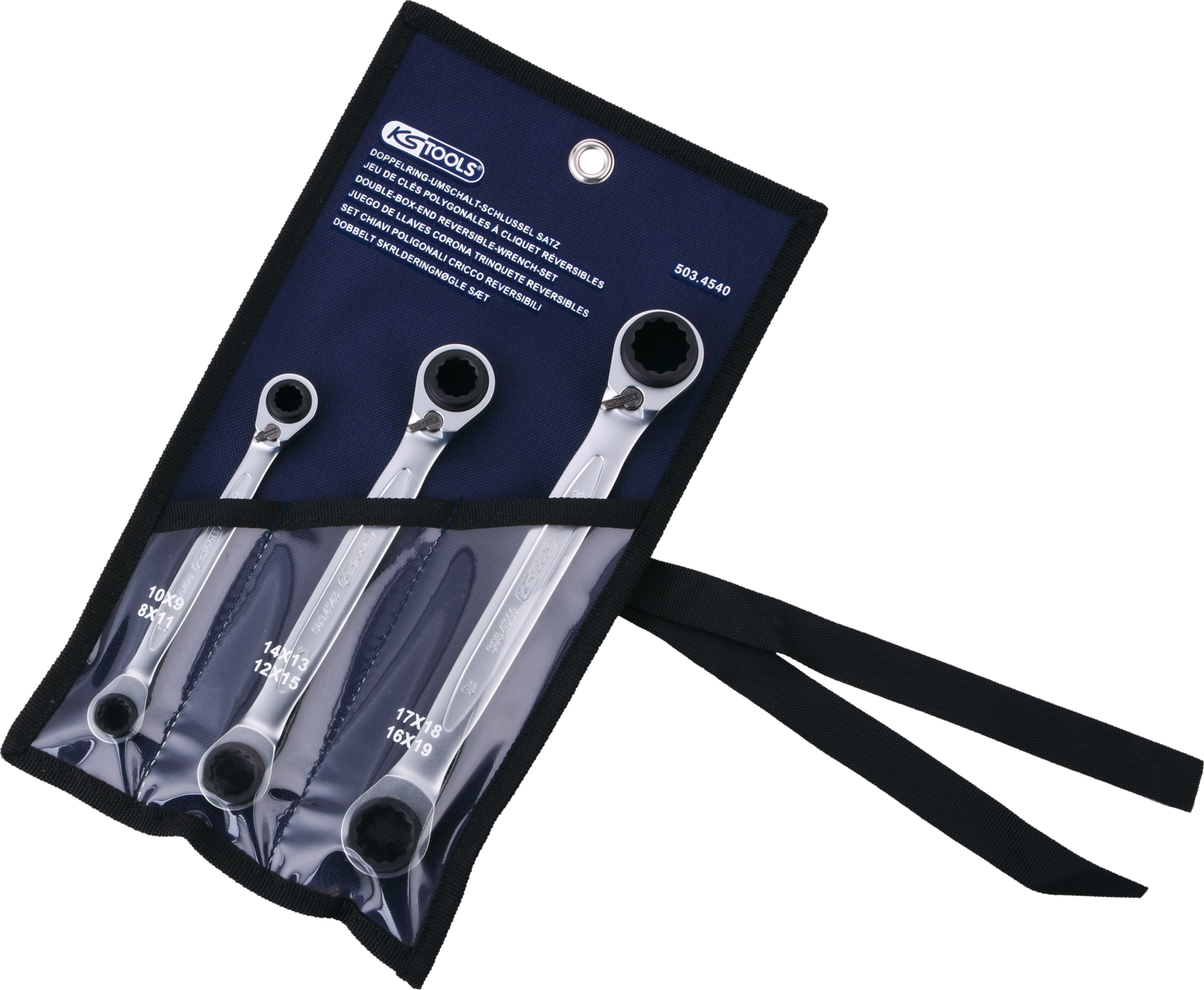 KS Tools 4 in 1 GEARplus umschaltbar Doppel-Ratschenringschlüssel-Satz, 3-tlg