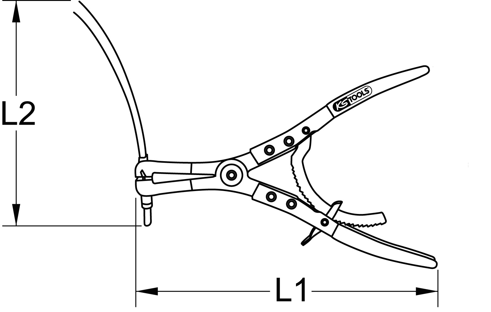 KS Tools Schlauchschellenzange mit Doppelbowdenzug, 600mm