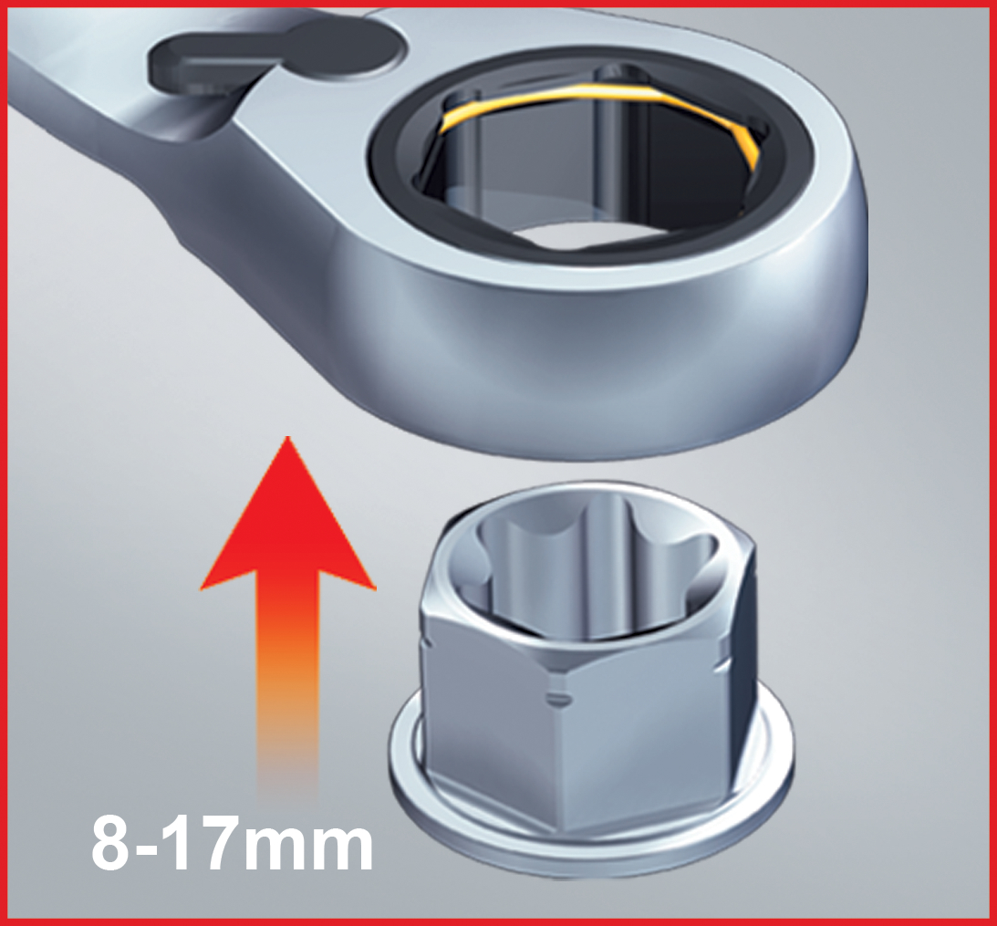 KS Tools GEARplus Doppel-Ratschenringschlüssel-Satz umschaltbar 10-tlg