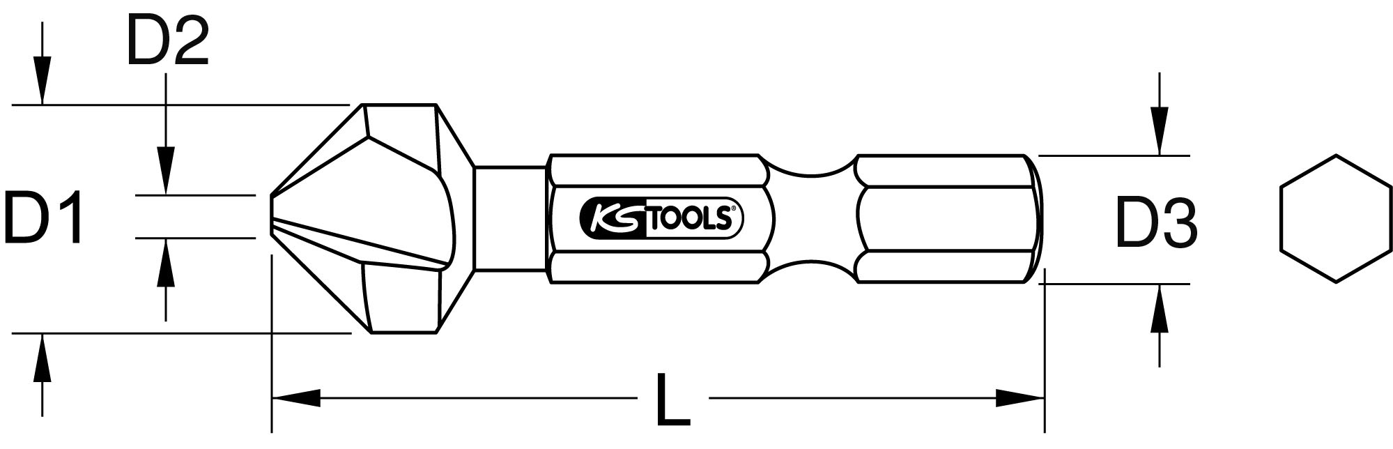 KS Tools 1/4" HSS Co Kegel- und Entgratsenker-Bit 90°