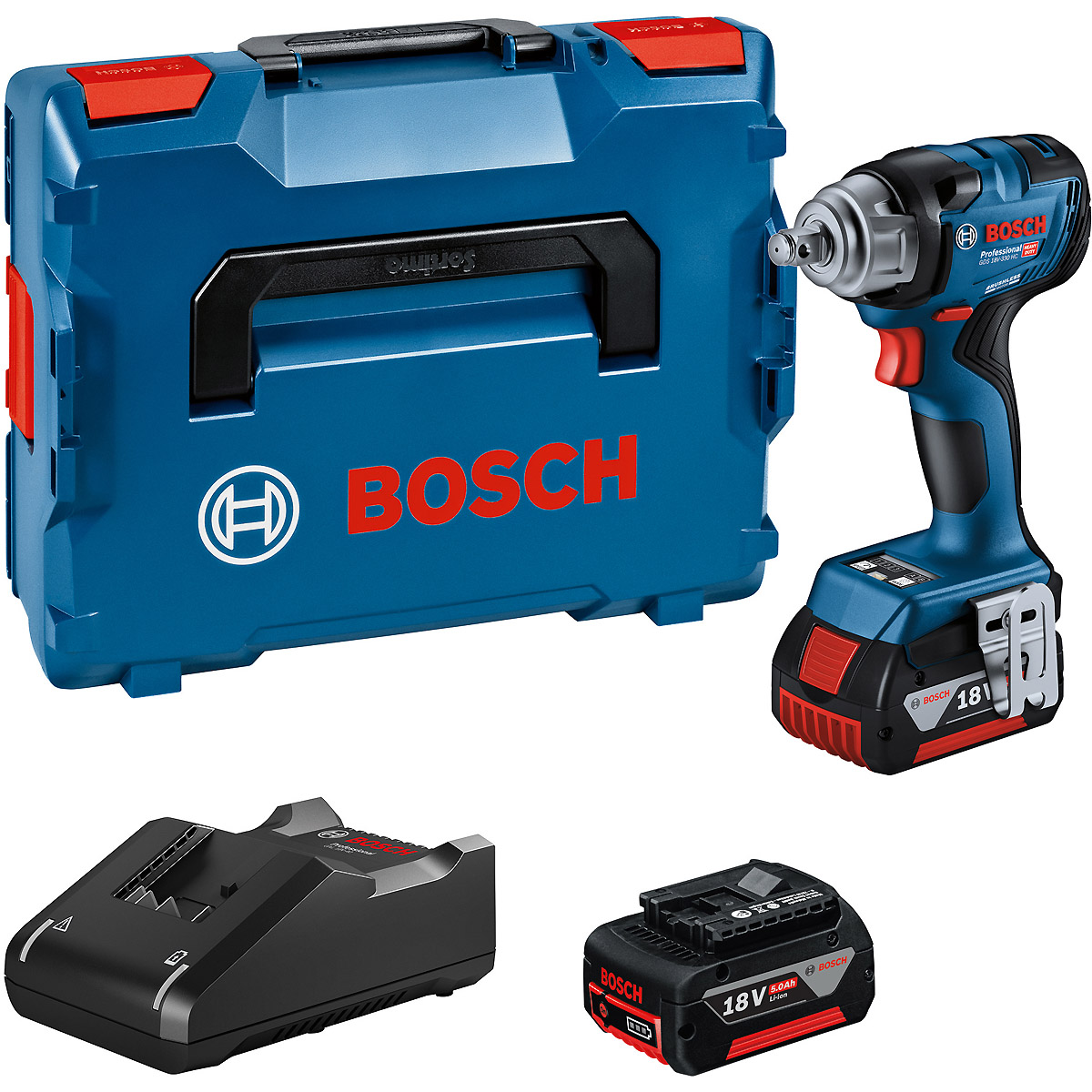 Bosch Akku-Drehschlagschrauber GDS 18V-330 HC, 2xAkku GBA 18V 5.0Ah, GAL 18V-40 Pro