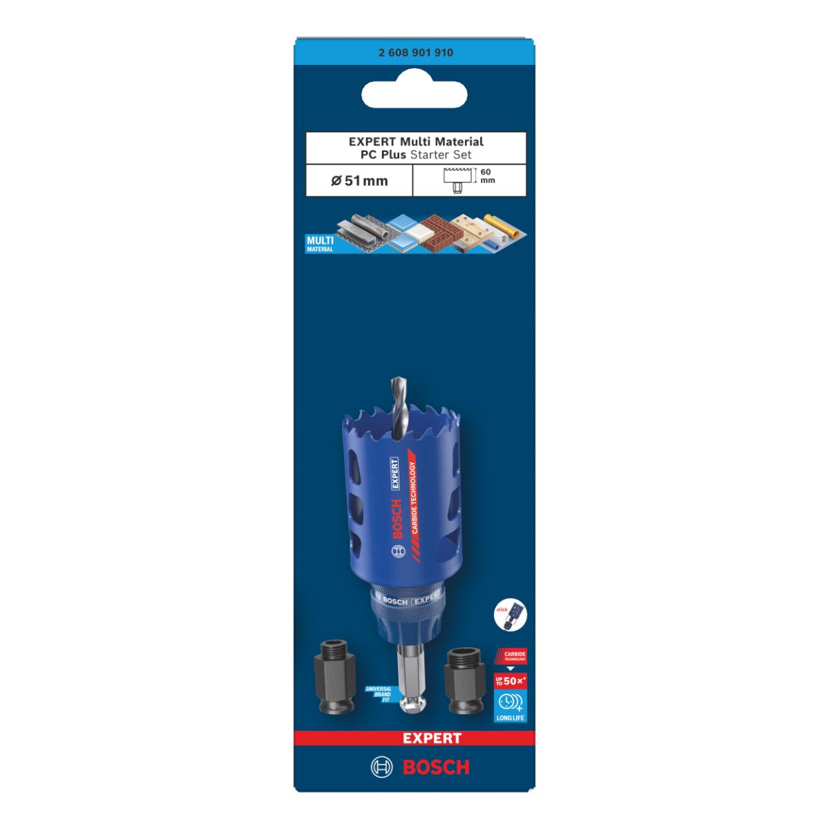Bosch EXPERT Multi Material Power Change Plus-Lochsägen Kit, 51 x 60 mm, 3-teiliges Set