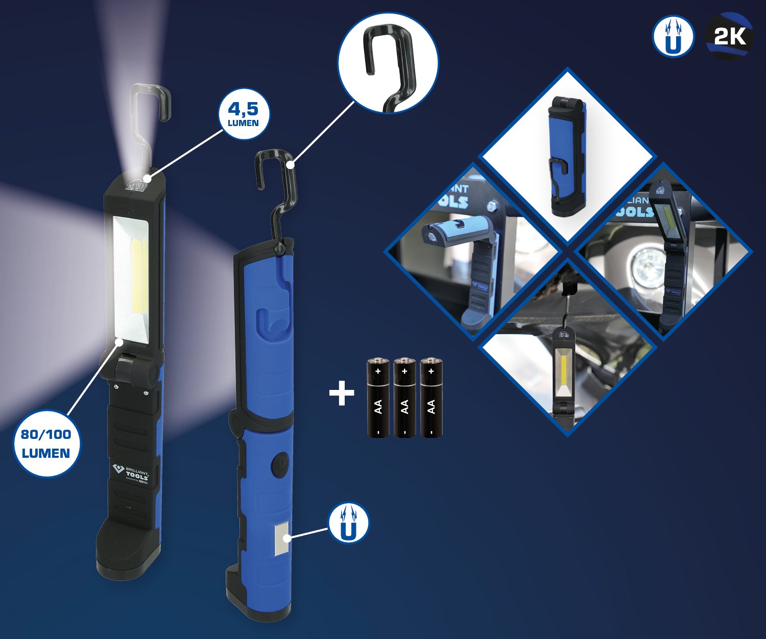 Brilliant Tools Knickbare Werkstatt-Handlampe - BT131900