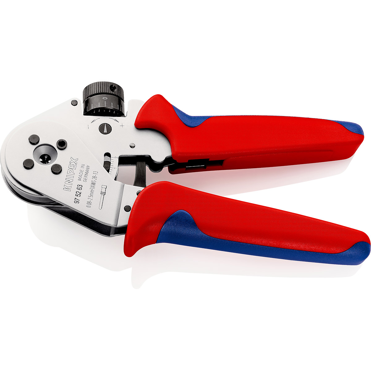 KNIPEX Vierdornpresszange für gedrehte Kontakte 180 mm verchromt mit Mehrkomponenten-Hüllen