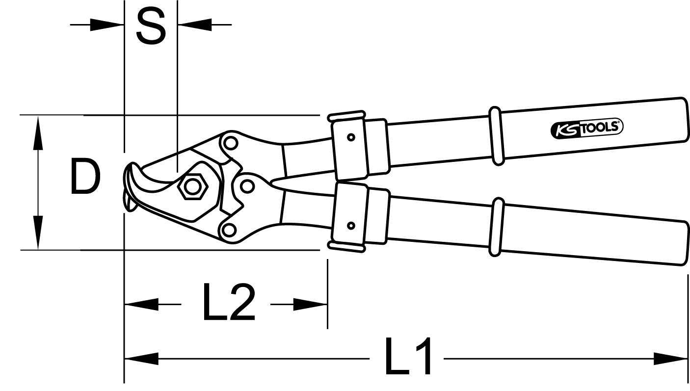 KS Tools Kabelschere mit Schutzisolierung, Teleskopgriff, 360-520mm