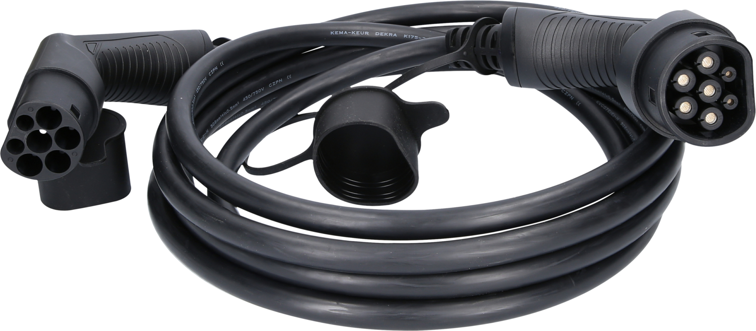 efuturo Ladekabel gerade, Typ 2 auf Typ 2 Stecker, 3 Phasen, bis zu 22 kW, 32 A, 400 V, Mode 3, 5m