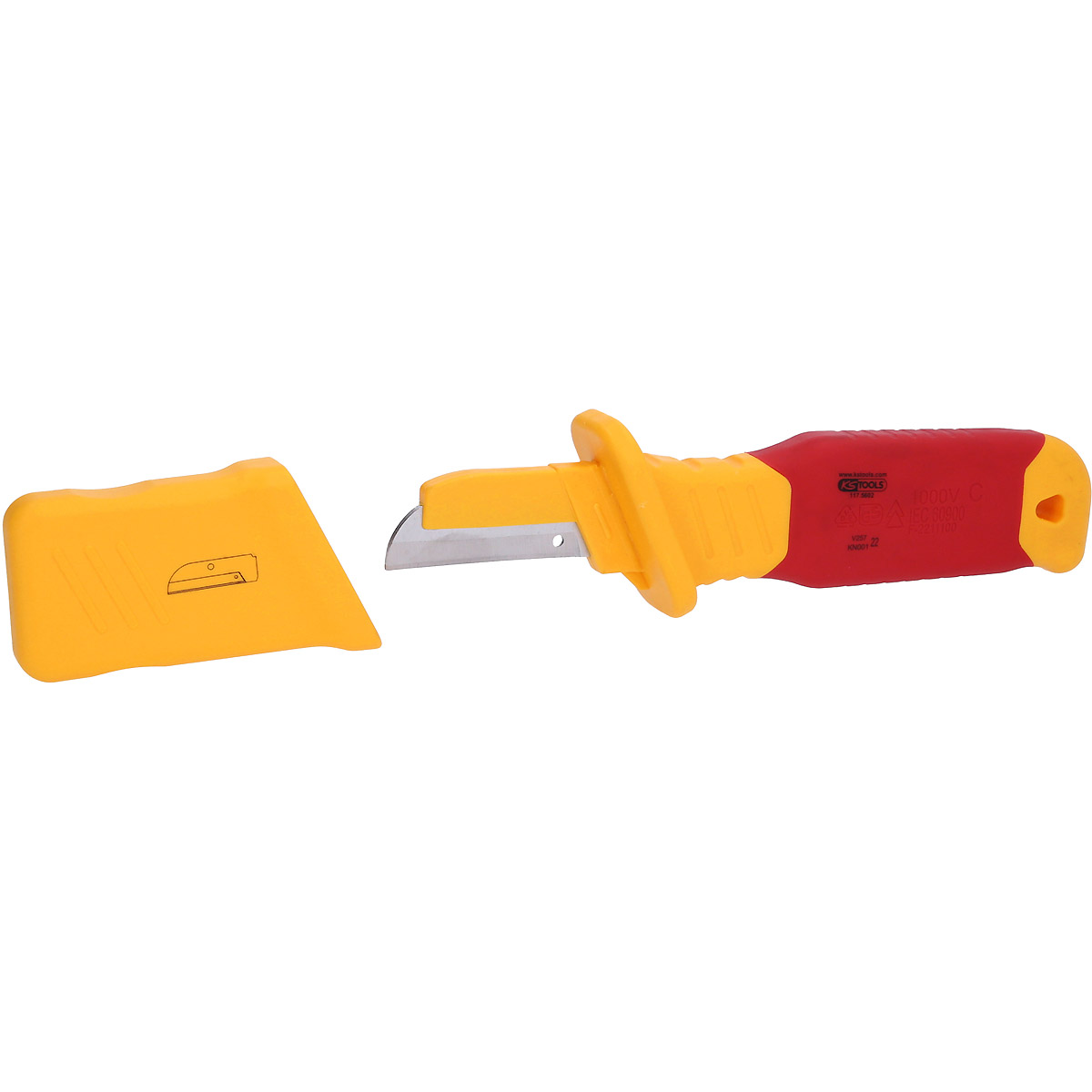 KS Tools Kabelmesser mit Schutzisolierung und gerader Klinge, 200mm