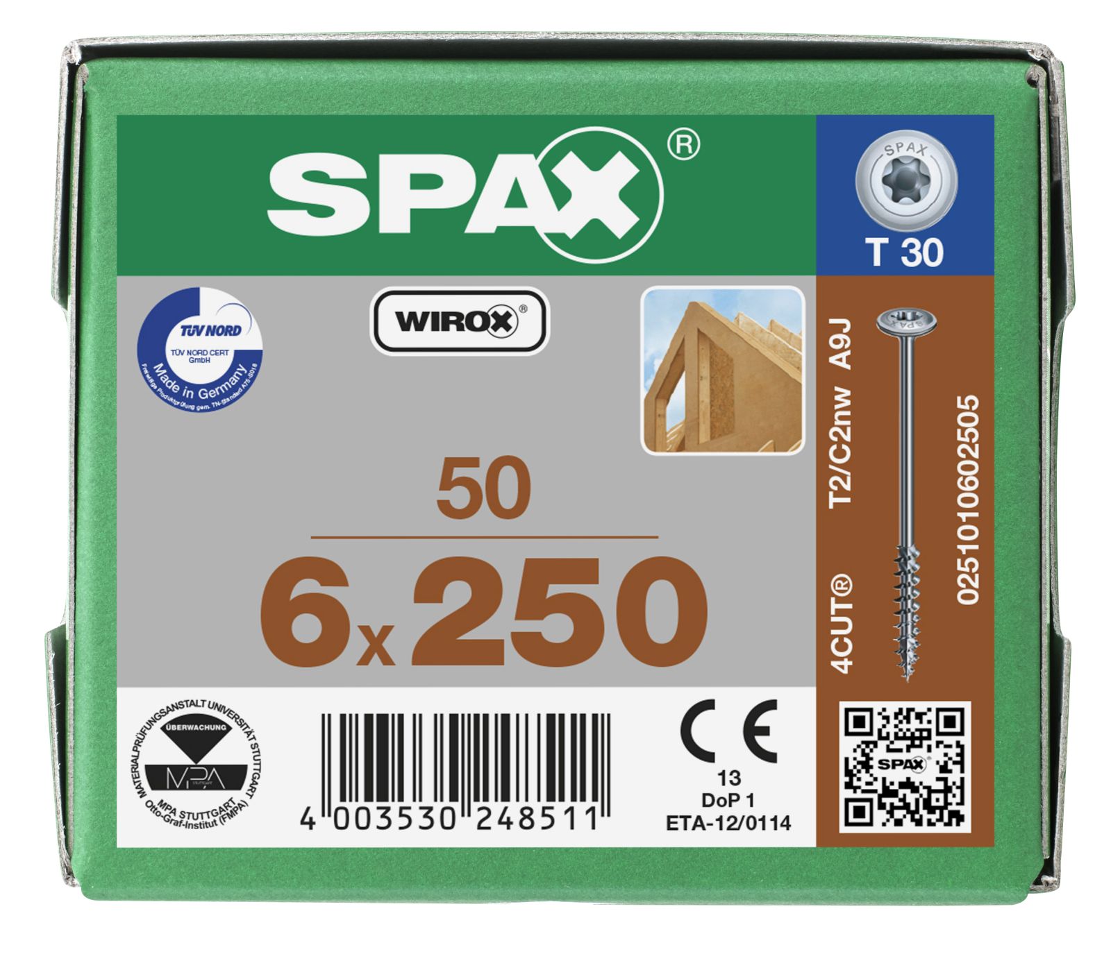 SPAX Tellerkopf T-Star Plus T30 Teilgewinde 4Cutfräser WIROX, 50 Stück
