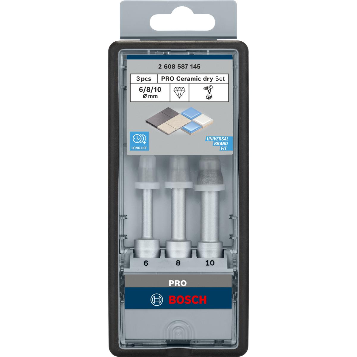 Bosch PRO Diamanttrockenbohrer-Set Robust Line Easy Dry Best for Ceramic, 3-teilig, Durchmesser (mm):6-1
