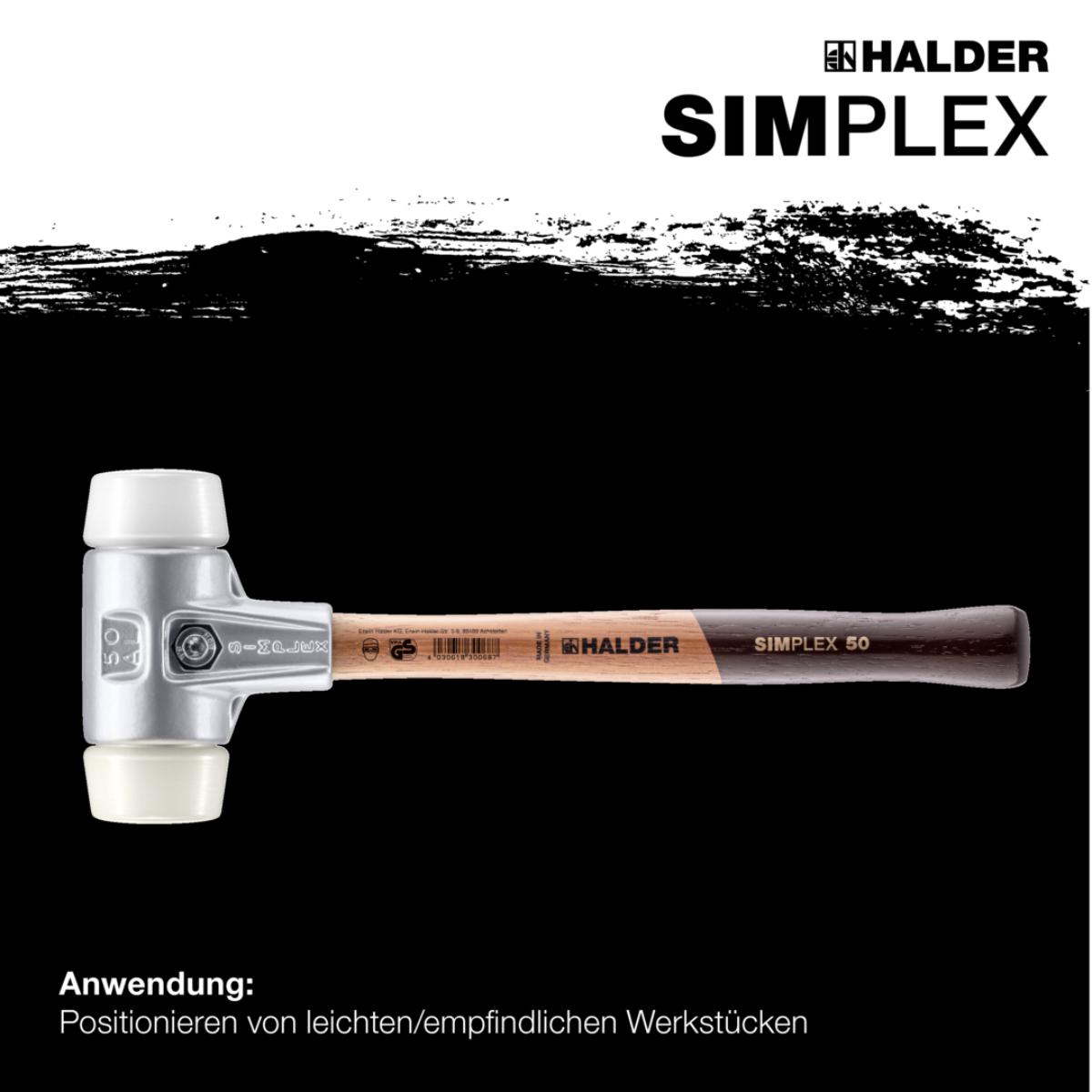 HALDER SIMPLEX - Schonhammer mit Aluminiumgehäuse und hochwertigem Holzstiel, Superplastik / Nylon