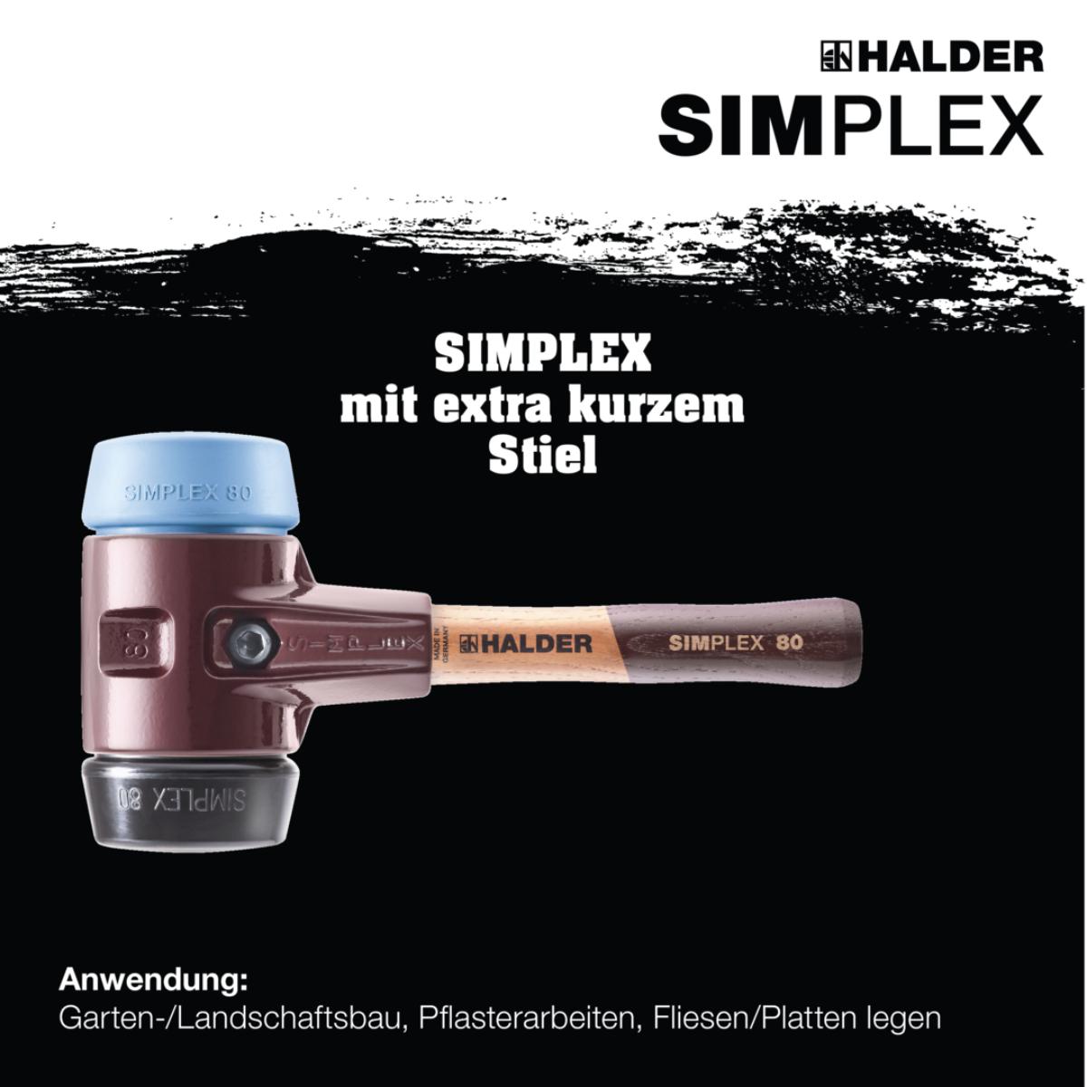 HALDER SIMPLEX - Schonhammer mit TE-Gehäuse und hochwertigem extra kurzen Holzstiel Ø 80