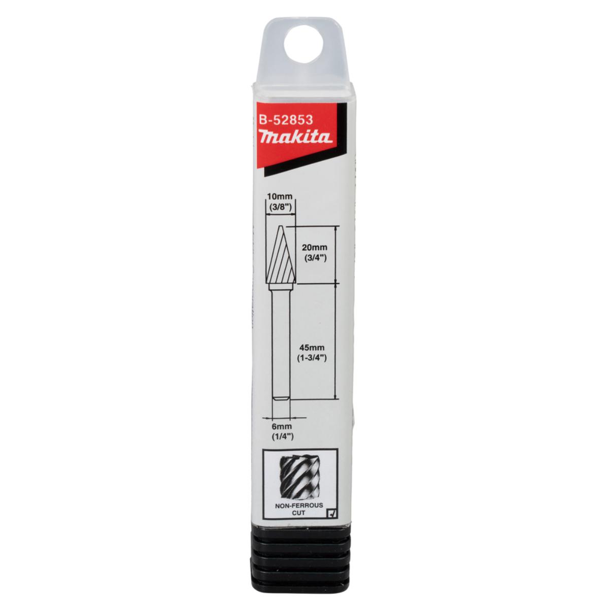 Makita Hartmetall Frässtift Spitzkegel - Alu-Verzahnung - LxØ 20x10 mm - B-52853