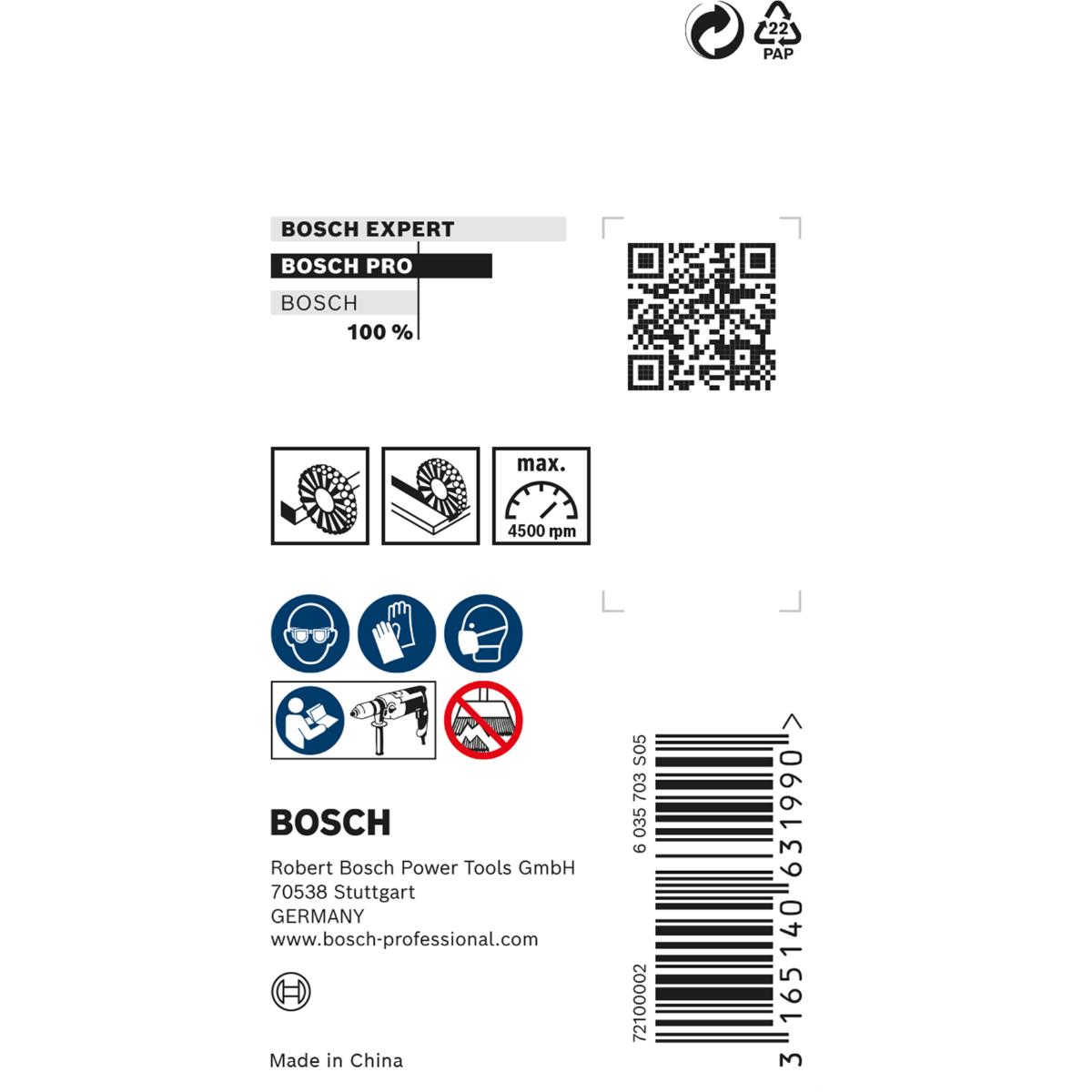 Bosch PRO Scheibenbürste, gewellt, rostfrei, 4500 U/ min