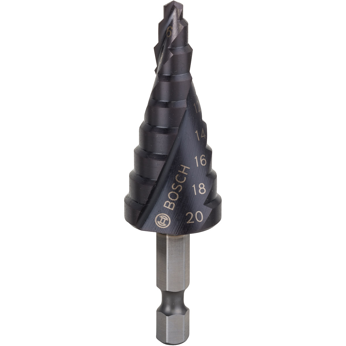 Bosch Stufenbohrer HSS-AlTiN, 4 - 20 mm, 4 mm, 70,5 mm, 9 Stufen